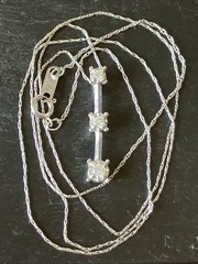 10k White Gold 19.5″ Necklace Chain & Past Present Future 3 Diamond Pendant