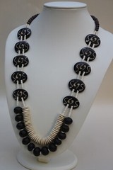 Rare Bone & Horn Beaded Necklace Natural Horn Necklace Ravishing Two Tone Jewel