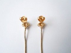 Earrings Studs Jewelry Stones Clear Long Square Gold Tone 4.7 g/Length 6.2 cm