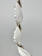 Signed BSK White Thermoset Choker Necklace Vintage Hook 15.5 Inches