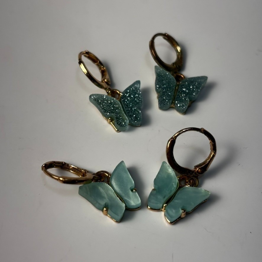 Earring Lot Butterfly Blue Sparkly