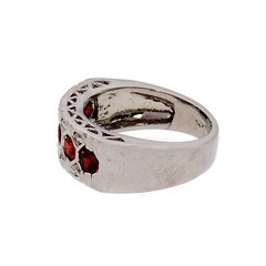 1.00ct Five Garnet Diamond Halo 14k White Gold Band Ring
