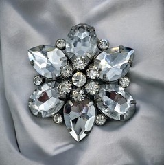 Elegant Flower Brooch Vintage Clear Jeweled Floral Estate Jewelry Floral Pin