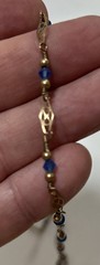 Vintage Gold And Blue Beaded Necklace 14/20 GF Lobster Clasp Estate Find 23 Inch