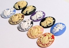 10 Different 40x30mm Victorian Beautiful Guardian Angel Cameos, All Very Nice