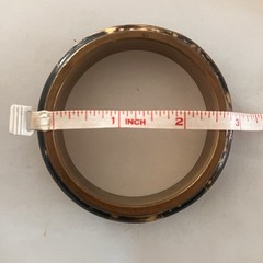 Vintage Natural Horn Bangle Bracelet Brass Lined Segmented Tortoise Pattern Wide