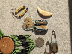 11 Pcs Vintage Native American Southwestern Lot. Blanket Pins! Beadwork Necklace