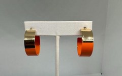 Vikki Carr Estate Orange Hoop Earrings Certificate Of Authenticity 1 Inch