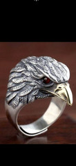 Vintage Eagle head adjustable ring gothic animal hip hop rock funky ring for men