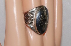 Vintage Siam Sterling Niello Large Dancing Goddess Ring Size 10 1/4