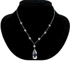 Vintage Crystal Necklace Snap Closure 15″ Silver Plated Estate