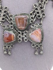 Vintage Semi Precious Stones Metal Choker Necklace