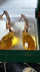Vintage 1990s 14 Ct Rolled Gold Citrine Zircons Earrings – Hallmarked 585 !!
