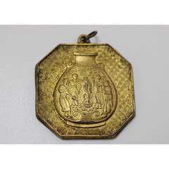 Vintage Cloisonné Enamel Floral Pendant Yellow Octagon Asian Charm