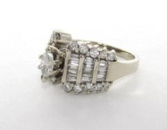 3Ct Marquise Cut Lab Created Diamond 14K White Gold FN Cluster Engagement Ring