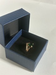 Vintage Green Cubic Zirconia Ring Gold Plated Womens Size 6.5