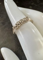 ANTIQUE ART DECO 1920’S NATURAL 6 DIAMOND BAND RING 14K WHITE GOLD SIZE 5.5