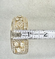 Vintage Prong Set RHINESTONE Gold Tone 1” Wide 2.25” Diameter Bangle Bracelet