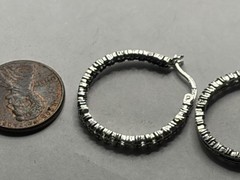 Lovely Sterling Silver FAS 925 hoop earrings CZ stones