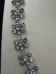 Vtg. Kramer Rhinestone Choker Floral Necklace Mid-Century Hollywood Regency