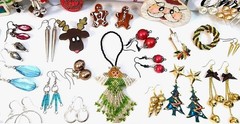 VTG Mixed JEWELRY LOT Everyday + Christmas Retro Earrings Brooches Pins Bracelet