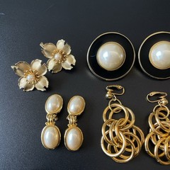 Vintage Lot Of 9 SIGNED Clip On Earrings Erwin Pearl Avon LCI Anne Klein Star