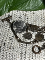 Vintage Brass Toned Multi Chain Charm Bracelet 8 1/4 Inch