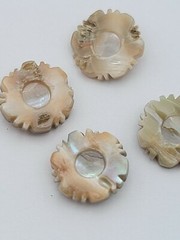 RARE Vintage Hand Carved Abalone Flower Cabs For Jewelry Or Craft 20 Pcs