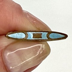 Antique Blue Guilloche Enamel Lingerie Pin Art Deco Bar Brooch Brass 21mm