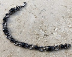 🖤✨AUTHENTIC VINTAGE STERLING SILVER BLACK ONYX LINK ESTATE JEWELRY BRACELET ✨🖤