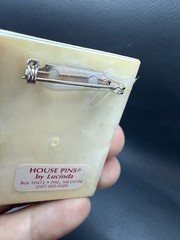 Vintage House Pins By Lucinda Pink Home Rainbow Pink Sparkle Brooch Made In USA
