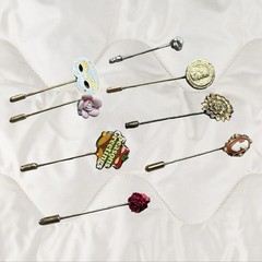 Lot of 8 Assorted Hat Pins – Floral Christmas Cameo Etc.