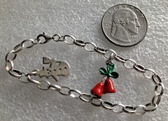 Vint Sterling Silver Starter Charm Bracelet With 2 Christmas Charms 7″ Inches