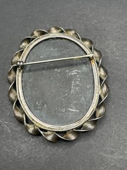 Antique Sterling Pietra Dura Pin/Brooch Mosiac Floral