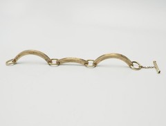 Designer vintage brushed sterling silver unusual toggle clasp bracelet Italy