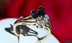 14k yellow gold size 4 ring 0.42ct natural, treated sapphire diamond 2.50g N363K