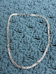 Vintage Silvertone Woven Texture Chain Necklace Spring Ring Clasp 15 inches Long