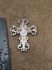 W R Sterling Silver Turquoise Cross Brooch 5 Oval Stones old pawn Indian jewlery