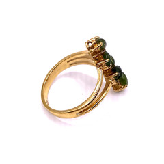 VTG 1970s Jadeite Cluster Ring Gold Tone Marquise Leaf Design Size 7.5 Estate