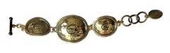 Vintage Elizabeth Taylor Avon Gold Coast E Bracelet Hammered Gold Tone 7.75″