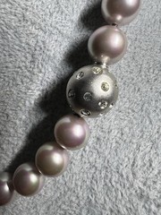 VINTAGE RARE PINK MAJORICA PEARL NECKLACE W/RHINESTONE CLASP 17 IN. 9MM BOX/CERT