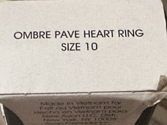 Vintage Avon NIB Gold Tone Pink CZ Rhinestone Ombré Pave Heart Ring Size 10