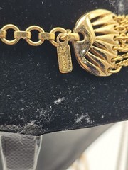Vintage Monet Gold Tone Multi Strand Chain Necklace 17in Signed Statement