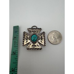 Vintage Native American Reversible Sterling Silver Turquoise Amethyst Cross