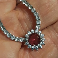 Vintage Sterling Silver Halo Pendant Tennis Necklace 18In Cz OLD STOCK 925 A24