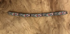Antique Vintage Italian Micro Mosaic Floral Panel Bracelet Tile Mosaic 7” 5 Link