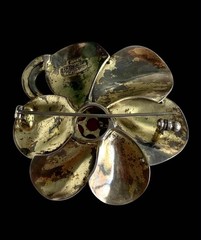 Theodor Fahrner Silver Brooch PIN 925 Markasite and Coral