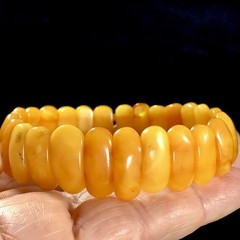 Vintage Natural Baltic Amber Stretch Bracelet Butterscotch Egg Yolk Panels 7,5”