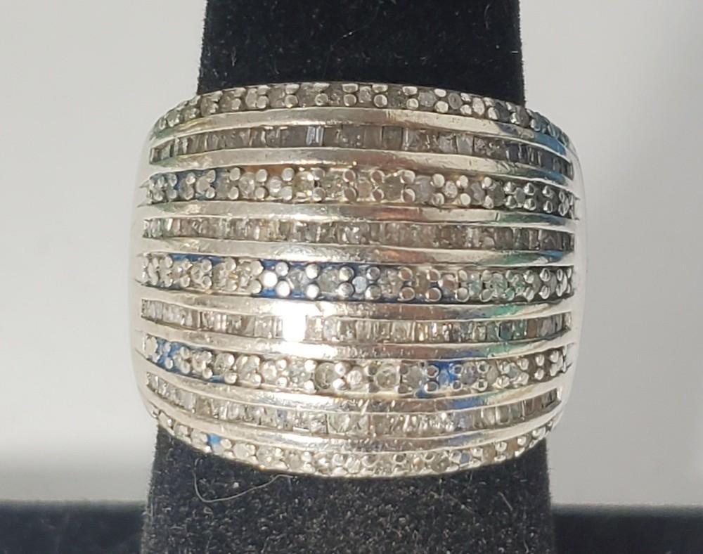 Vintage Sterling Silver 2 Ct Diamond Band Ring Lot Size ~6.5