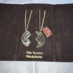 VTG NWT Swank Mizpah Coin Couple Lovers Necklace 2 Pc Matching Set Blessing Love